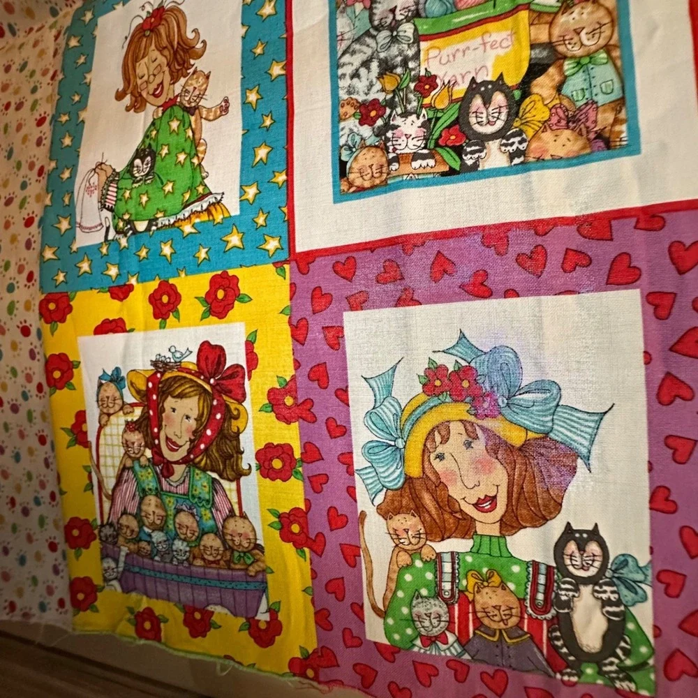 Elizabeth's Studio Cat Lady Alma Lynn Cotton Fabric Panel 23x44 Quilting Sewing - Picture 7 of 15